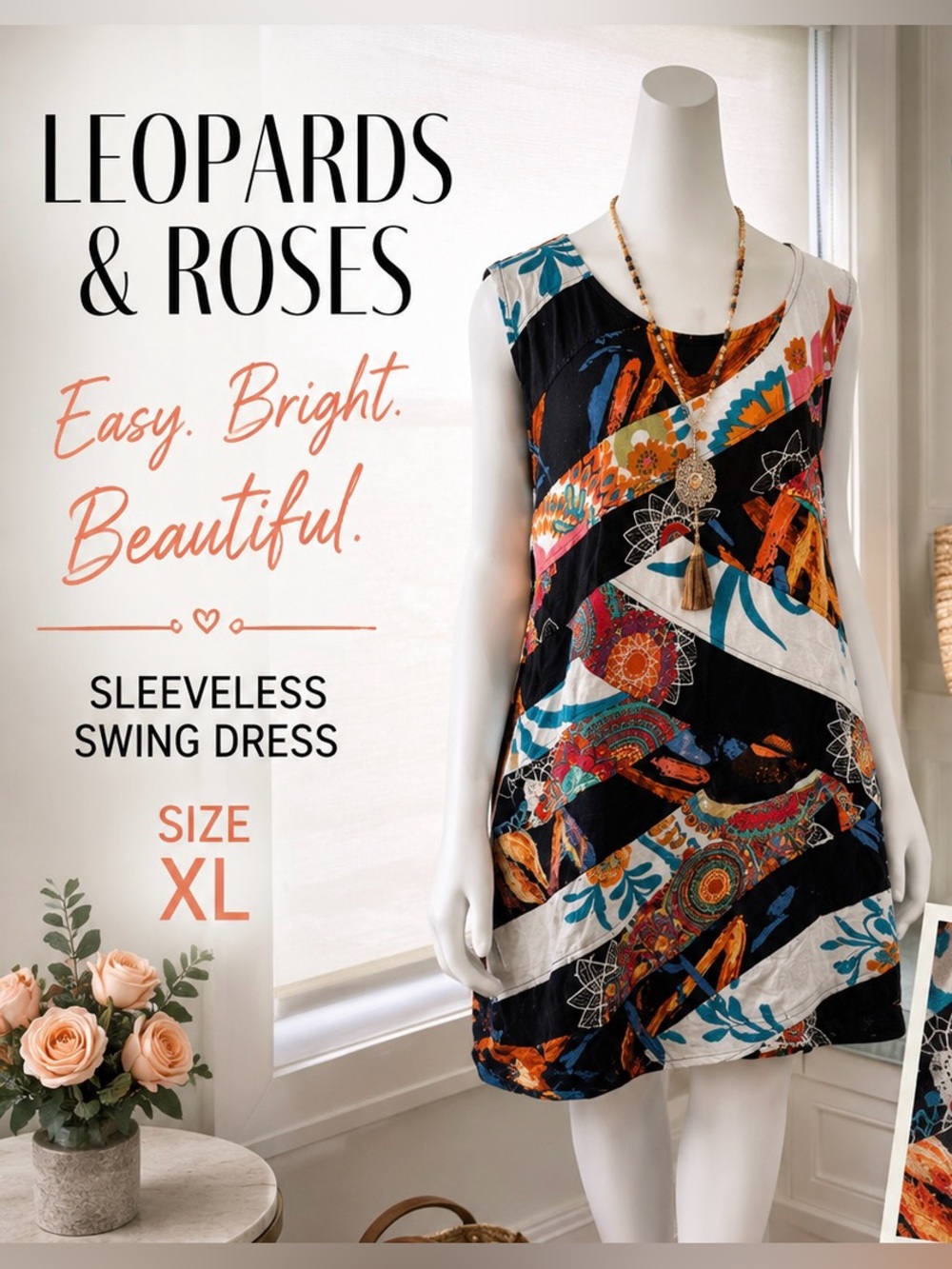 100 percent cotton Easy Fit Sleeveless Dress XL Travel Vacation Dress